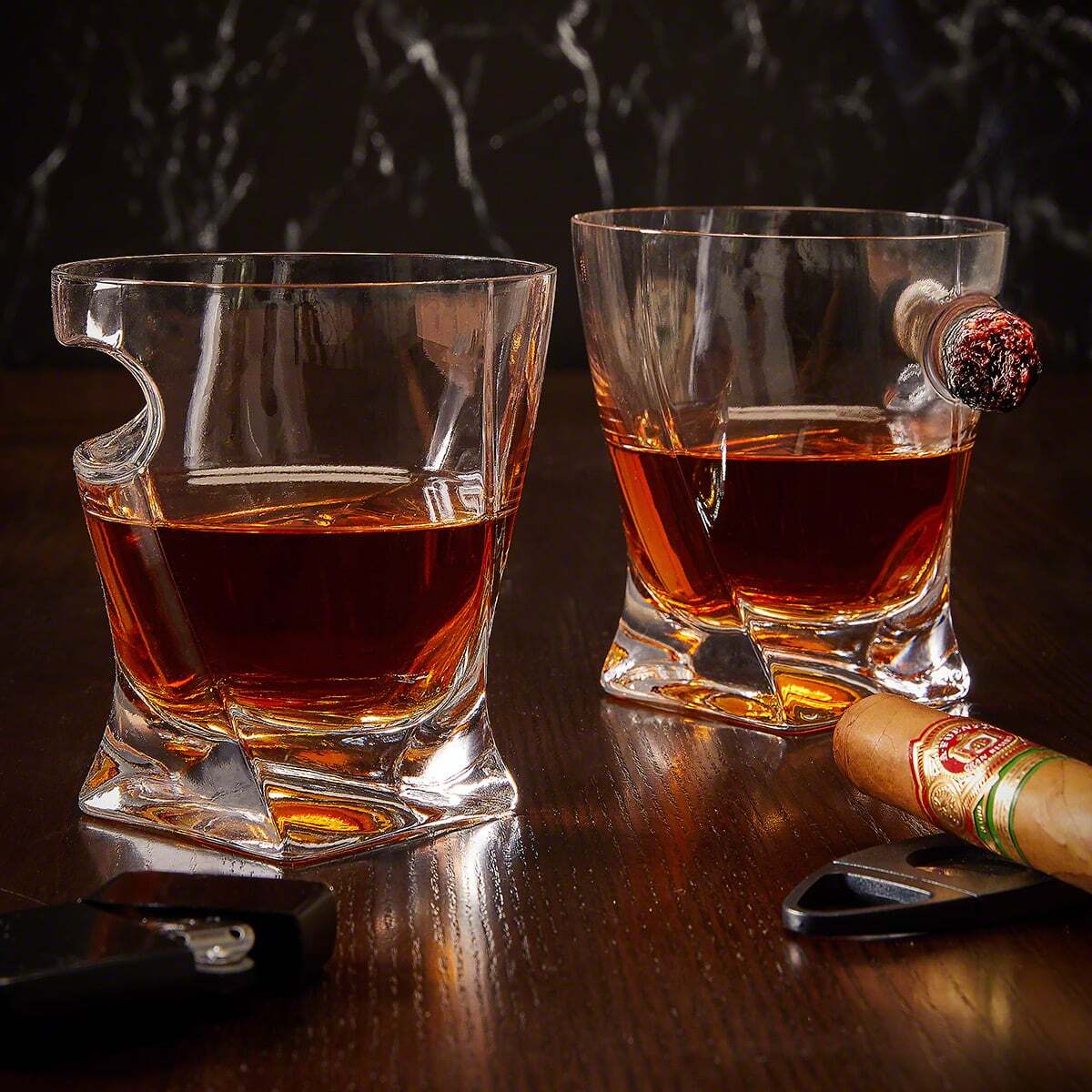 Personalized Twist Whiskey Cigar Glasses, Set of 4