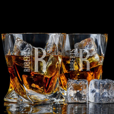 Personalized Vicente Twist Decanter Set with Whiskey Glasses