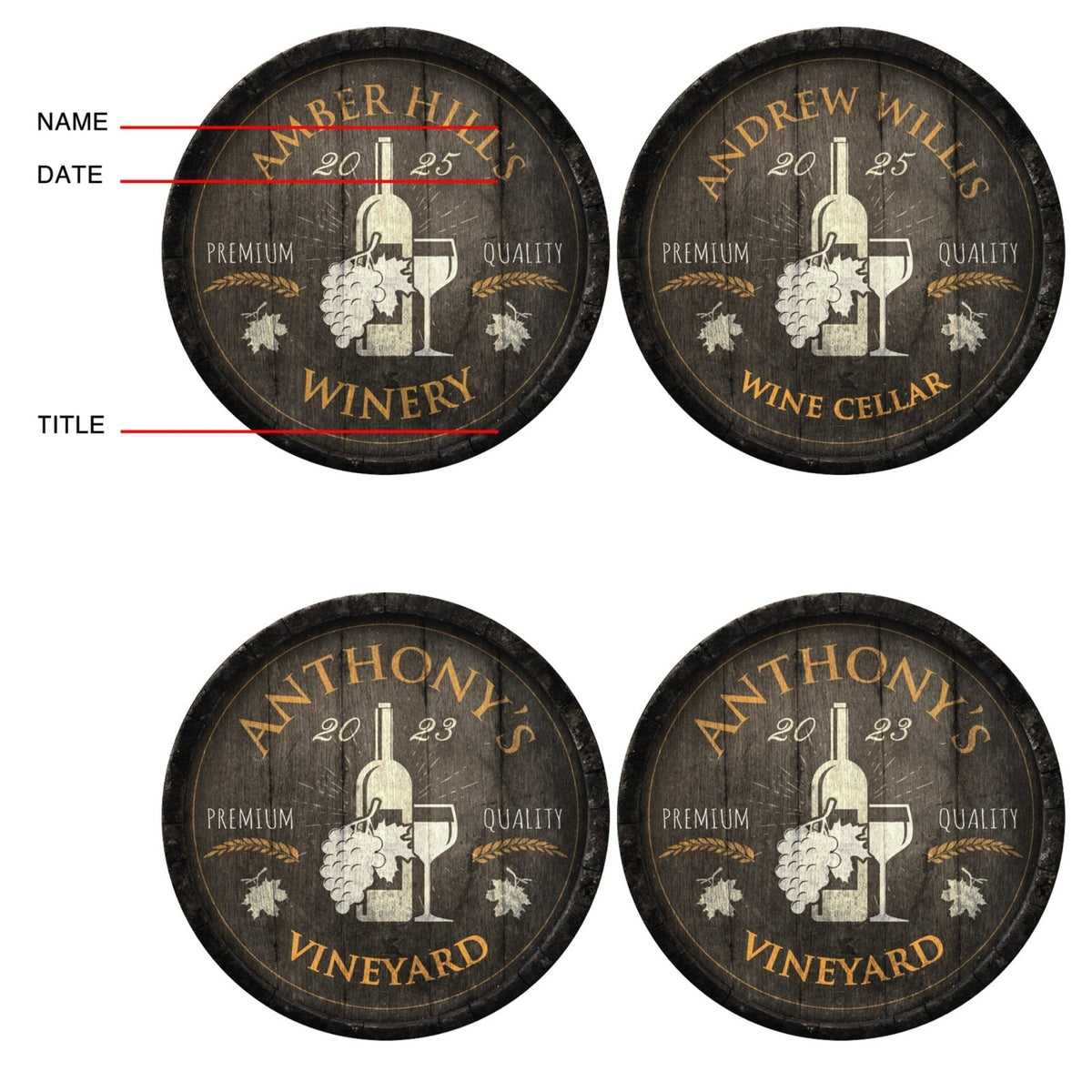 Personalized Vintage Winery Sign - Fruit of the Wine