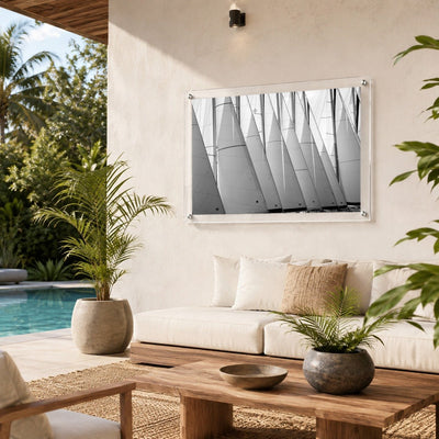 Regatta Row Black & White Acrylic Wall Art Print