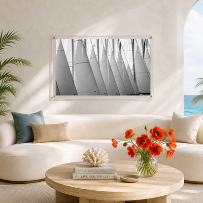 Regatta Row Black & White Acrylic Wall Art Print