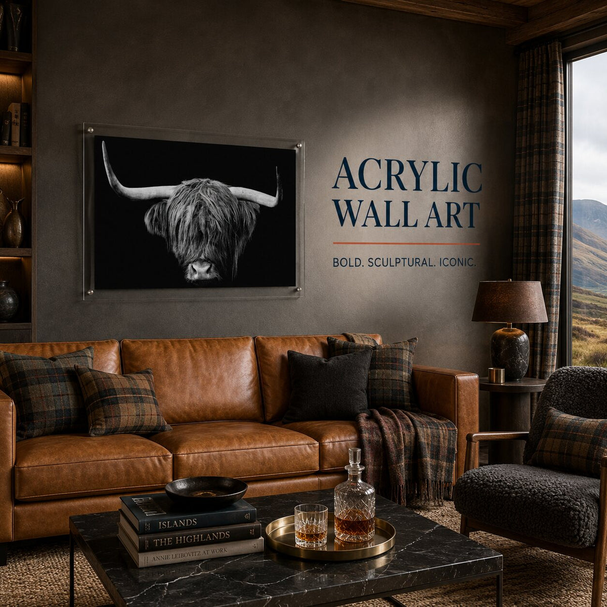 The Highlander Black & White Acrylic Wall Art Print
