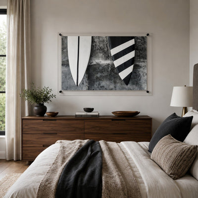Twin Fins Black & White Acrylic Wall Art Print