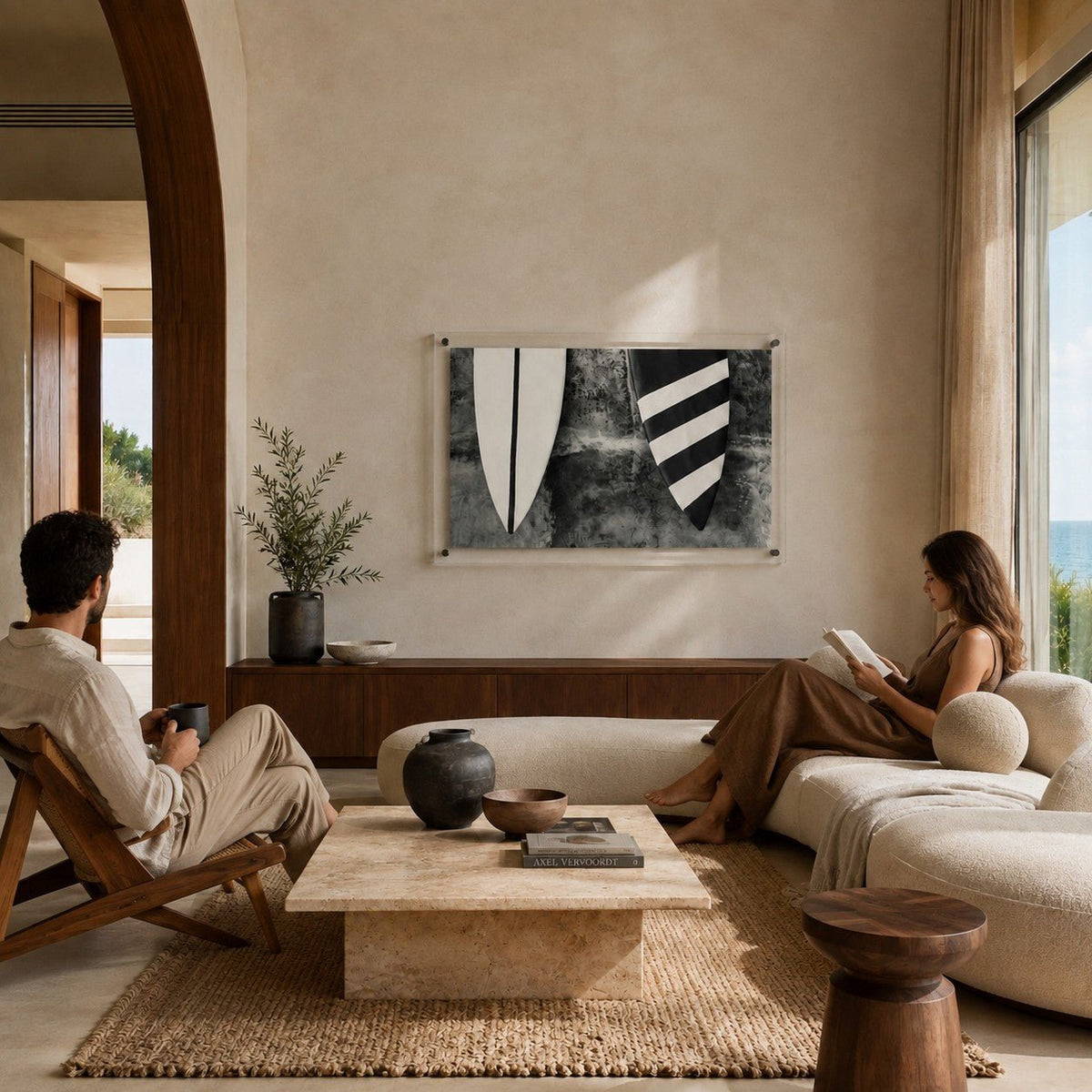 Twin Fins Black & White Acrylic Wall Art Print