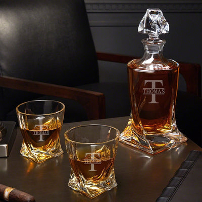 Twister Decanter and Whiskey Glasses