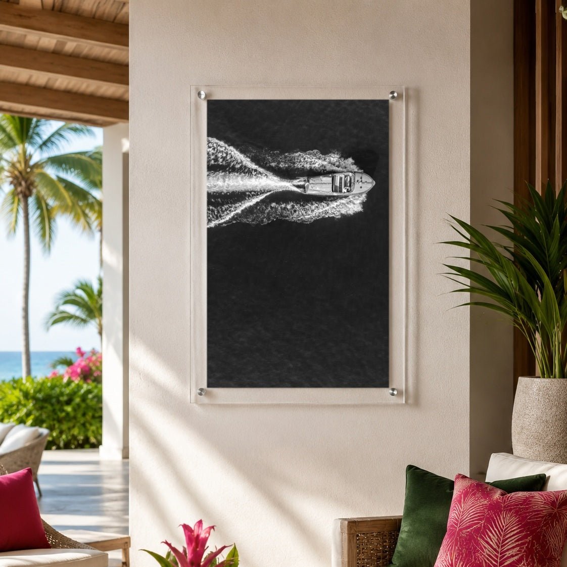 Wake Maker Black & White Acrylic Wall Art Print - Vertical