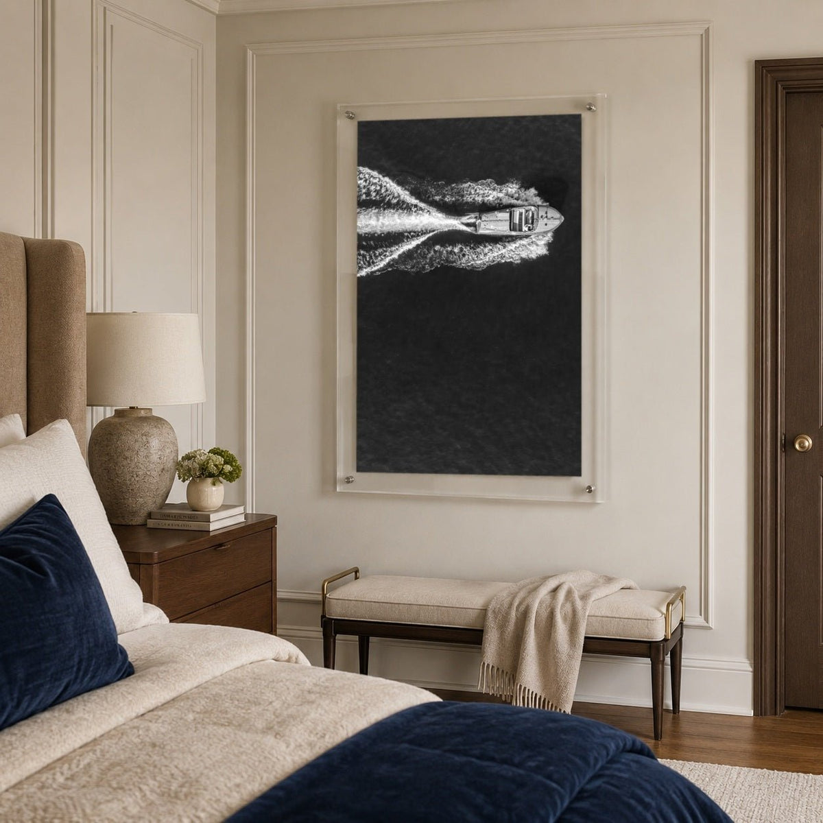 Wake Maker Black & White Acrylic Wall Art Print - Vertical