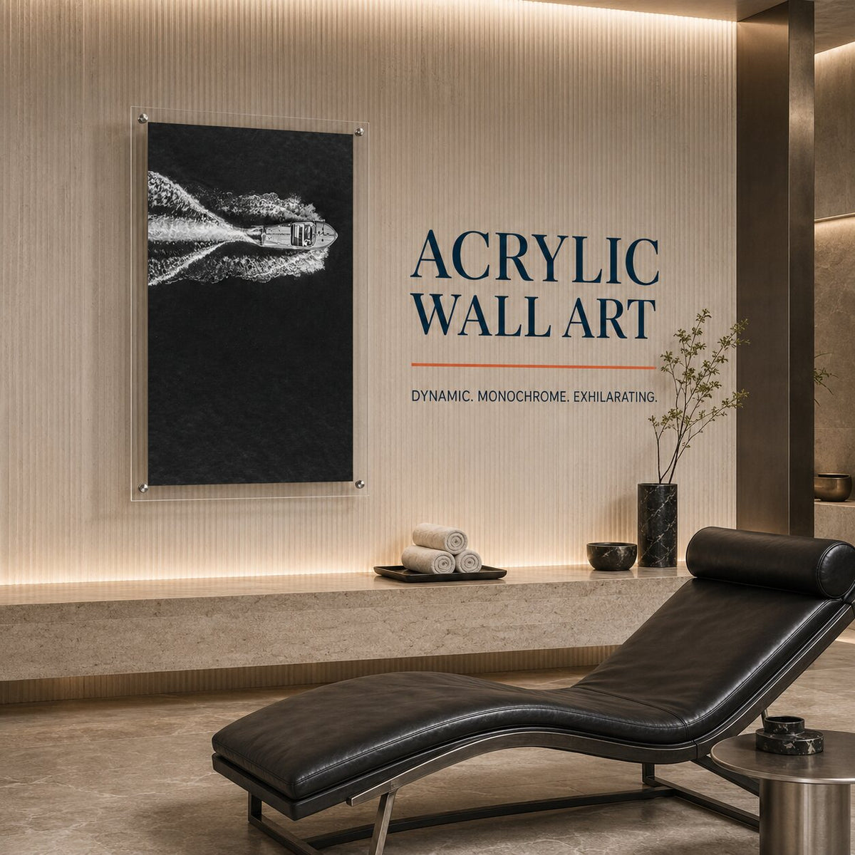 Wake Maker Black & White Acrylic Wall Art Print - Vertical